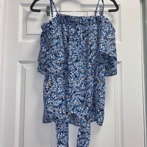 BCX Blue Floral Women's Blouse